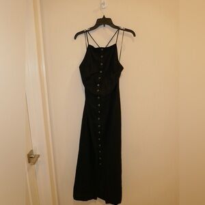 NWT Free People Black Linen Maxi Dress, open back. Size medium